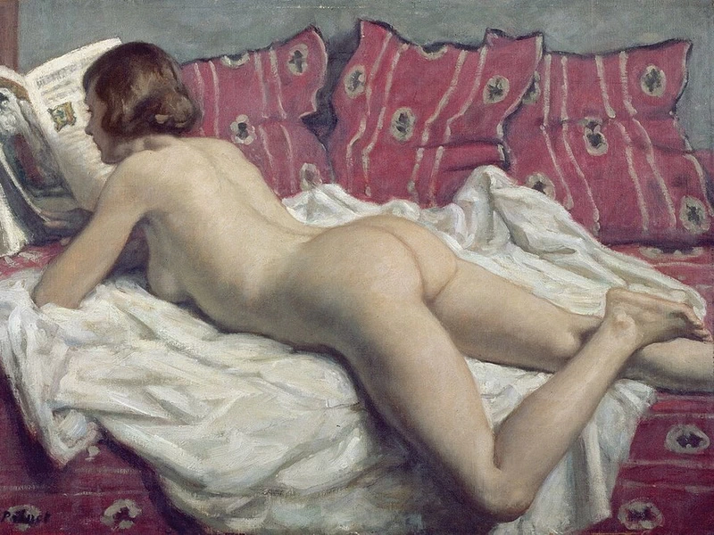 1861-René-Xavier Prinet - Nudo su un divano rosa, c. 1925